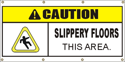 Caution- Slippery Floors Banner